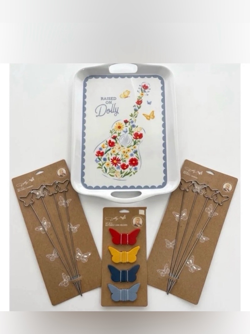 Dolly Parton Collectible Memorabilia 13pc Set Platter Corn Holders Skewers NEW